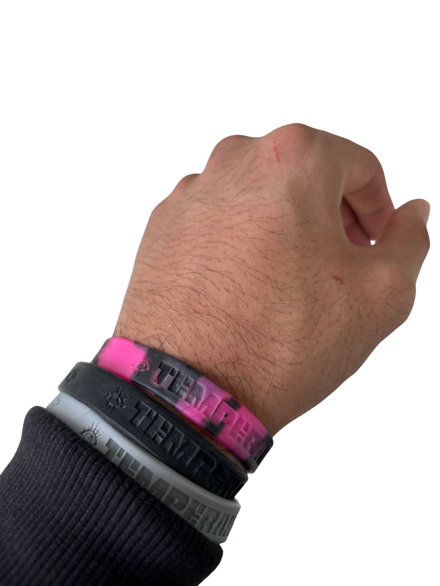 Streetwear accessory wristband with temperance message