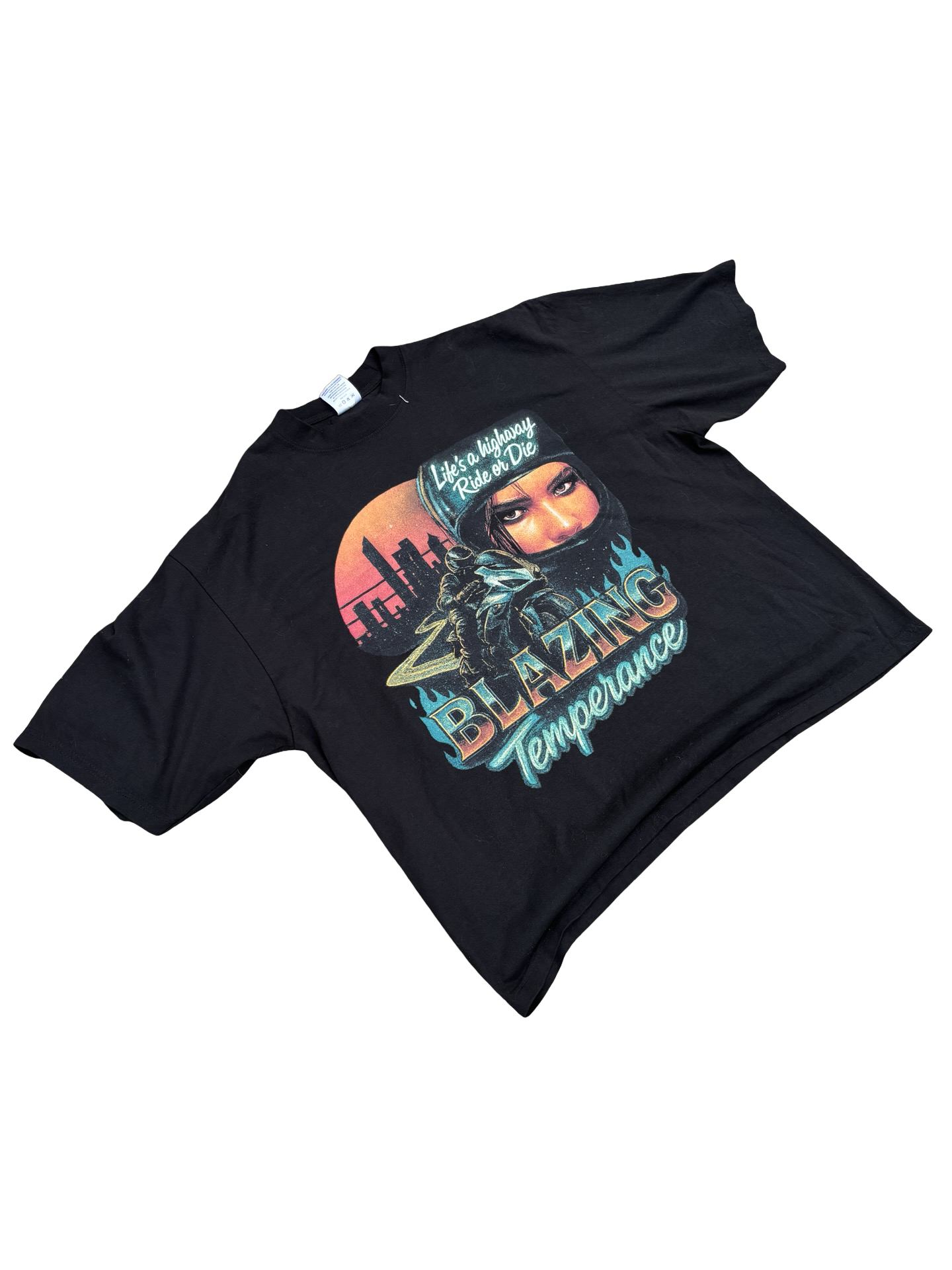 "Ride or Die" Cropped Boxy fit tee - Blazing Temperance