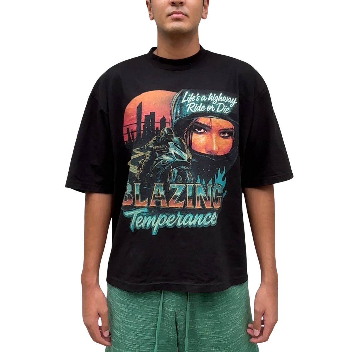 "Ride or Die" Cropped Boxy fit tee - Blazing Temperance